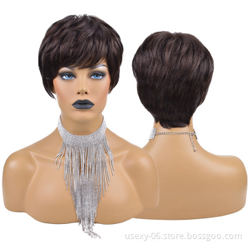 Hot selling Wholesale Short Pixie Cut 100% Unprocessed Virgin Indian Human Hair Wigs